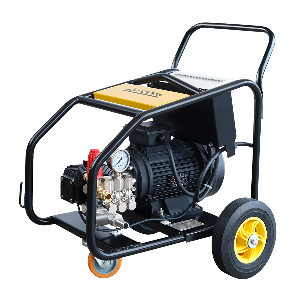 Fussen FAE Series electric high-pressure washer, 150–250 bar, 15–18 L/min, heavy-duty design for industrial and commercial cleaning.