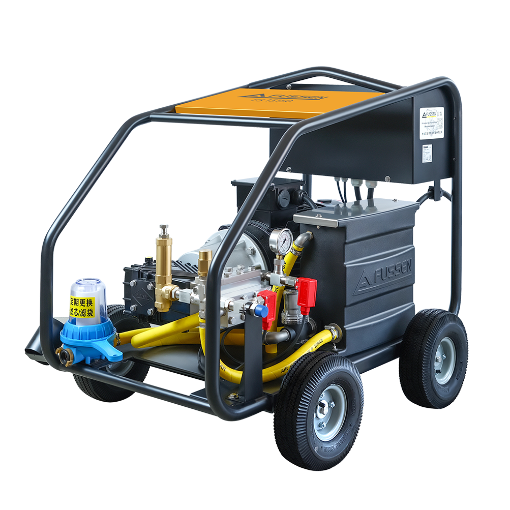 Fussen FCE Series electric high-pressure washer, up to 500 bar, up to 22 L/min, industrial-grade design for heavy-duty cleaning.